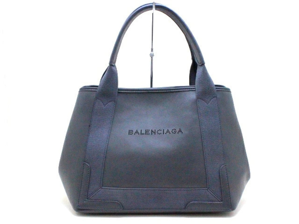 Balenciaga Tote Bag Navy Blue Cabas Calfskin Gray